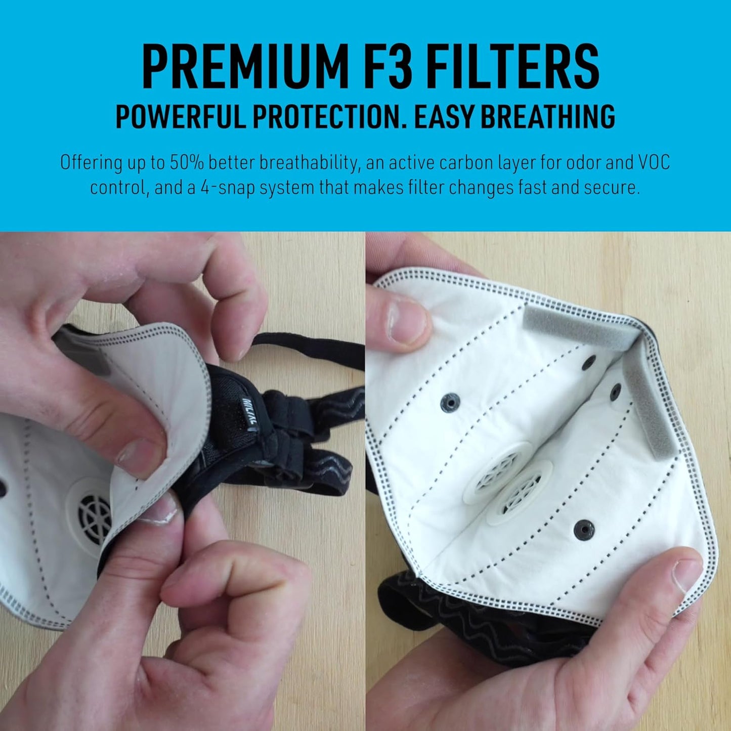 RZ Mask RZM3 - Advanced Dust Mask with 99.8% Filtration, Anti-Fog, 360° Seal