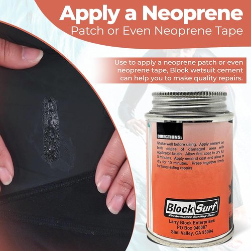 BLOCKSURF Neoprene Cement Adhesive 4 fl oz - Quick-Drying, Flexible & Waterproof Wetsuit Repair