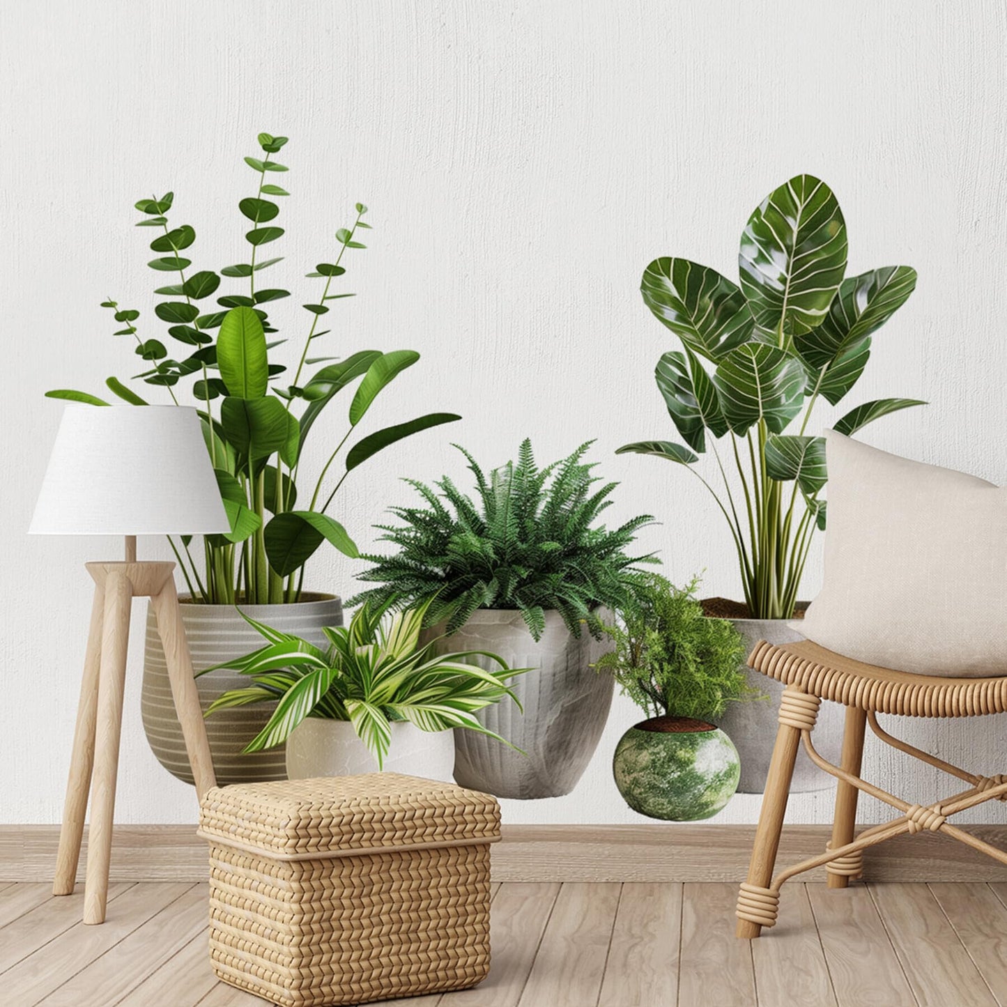 2 Sheets Green Potted Plant Wall Decor Bonsai Vinyl 3D DIY Art Stickers & Murals Removable Floral Wall Decals Peel and Stick for Living Room Bedroom Bathroom Kitchen Office Tropical Wallpaper