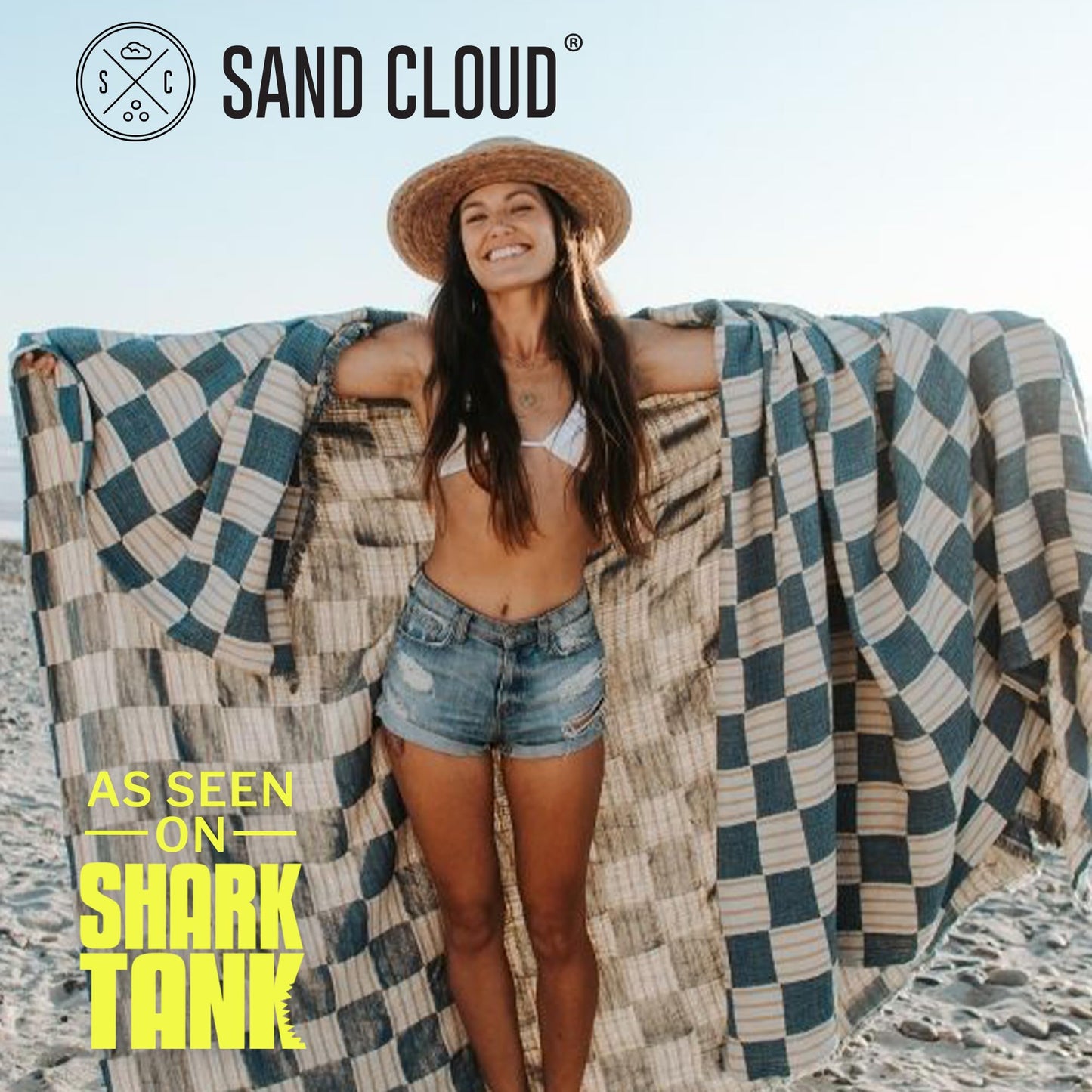 Sand Cloud Oversized Throw Blanket - 100% Organic Turkish Cotton & Heavy Weight Jacquard Weave - Soft, Comfy & Cozy Large Beach Blanket for Comfort & Style - 85" x 95" - Illusions Party