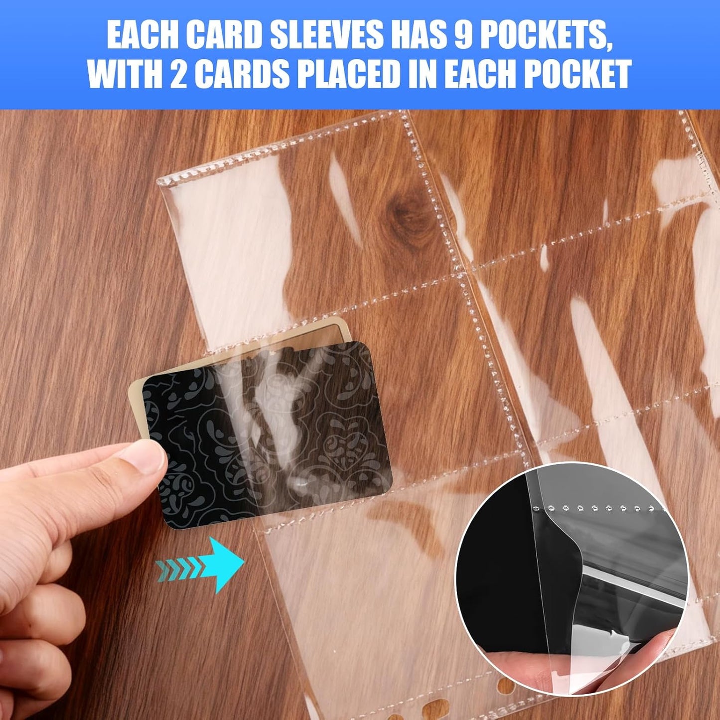 Skiennix 9 Pocket Card Sleeves - 65 Pack Trading Card Protectors for 3 Ring Binders | Holds 1170 Cards