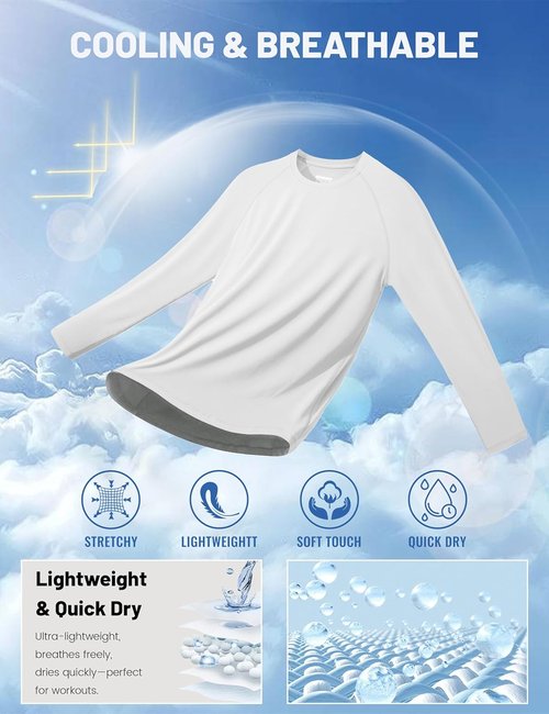MAGCOMSEN Men's Sun Protection Shirt - UPF 50+ Long Sleeve Dry Fit for Athletic Fishing & Running
