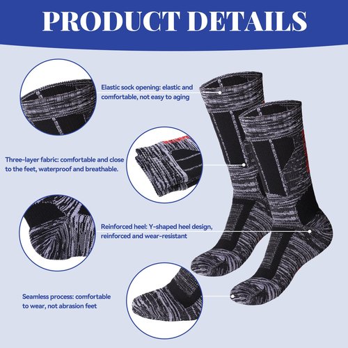Jspupifip Unisex Waterproof Socks Water Resistant Socks Waterproof Breathable Hiking Wading Skiing Fishing Sock for Men Women, Grey-M