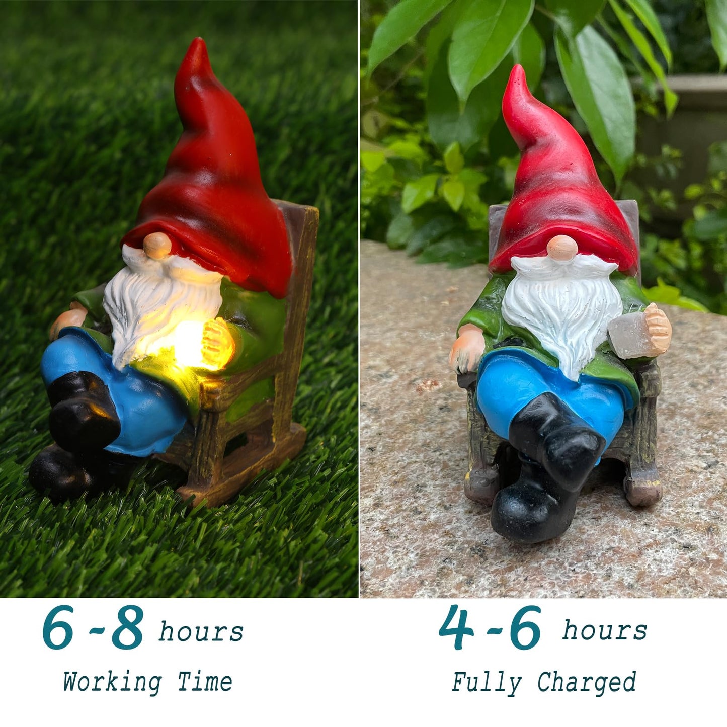 WNXURT Solar Gnomes Decor Outside Mini Gnome Figurines Outdoor Solar Porch Patio Garden Miniatures Gnomes Decor Gift for Women Grandma Mother's Day Birthday