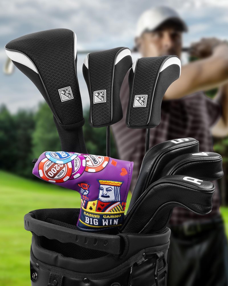 BIG TEETH Golf Putter Cover Magnetic Blade Putter Head Covers Purple Big Win Fits Most Blade Putter Club Protecter