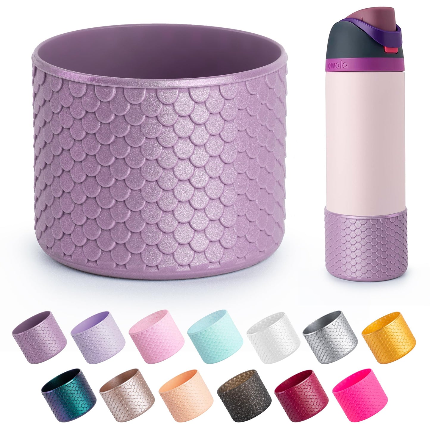 Diumepo Silicone Water Bottle Boot for Owala 24 oz, Anti-Slip Protective Sleeve Bottom Bumper Protector for Owala FreeSip/Twist/Flip 24 oz Water Bottle,BPA Free (Purple)