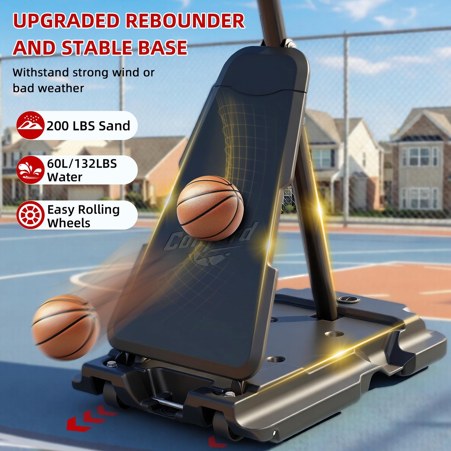 Cofiyard Basketball Hoop Outdoor with 44/48/54 Inch Shatterproof Backboard,10FT Height Portable Basketball Hoop with Sandbag, Adjustable Basketball Goal with Wheels 44 inch Multi