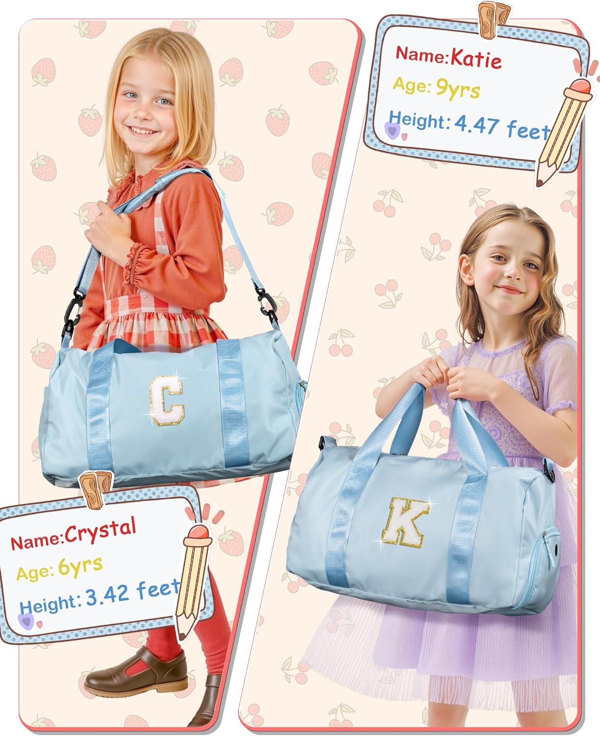 Skiennix Girl Gym Bag - Personalized Weekender Tote with Shoe Compartment & Makeup Pouch - Letter N