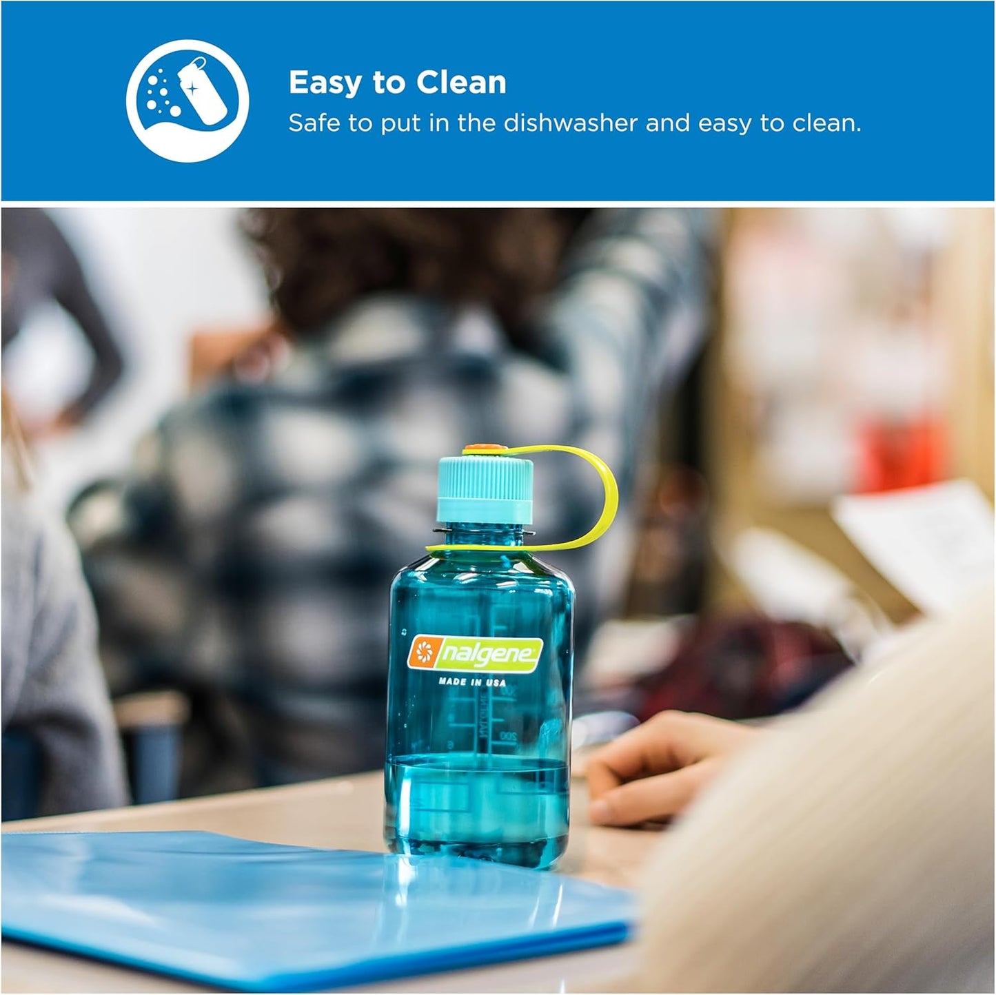 Nalgene 16 oz Narrow Mouth Water Bottle - BPA-Free, Durable & Leak Proof | Lightweight, Fits in Cupholders - Endive/Fuchsia Purple