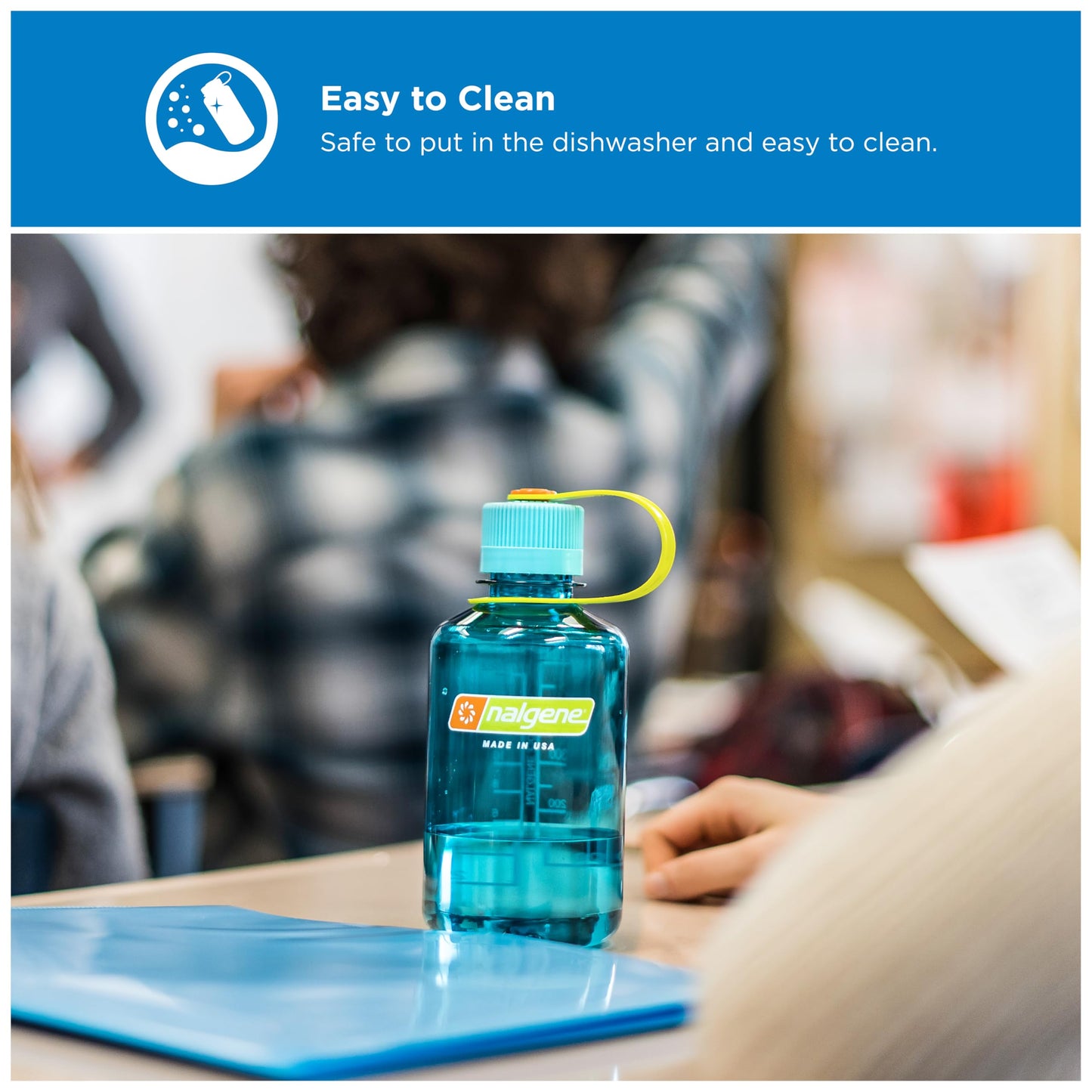 Nalgene 16 oz Narrow Mouth Water Bottle, Cerulean