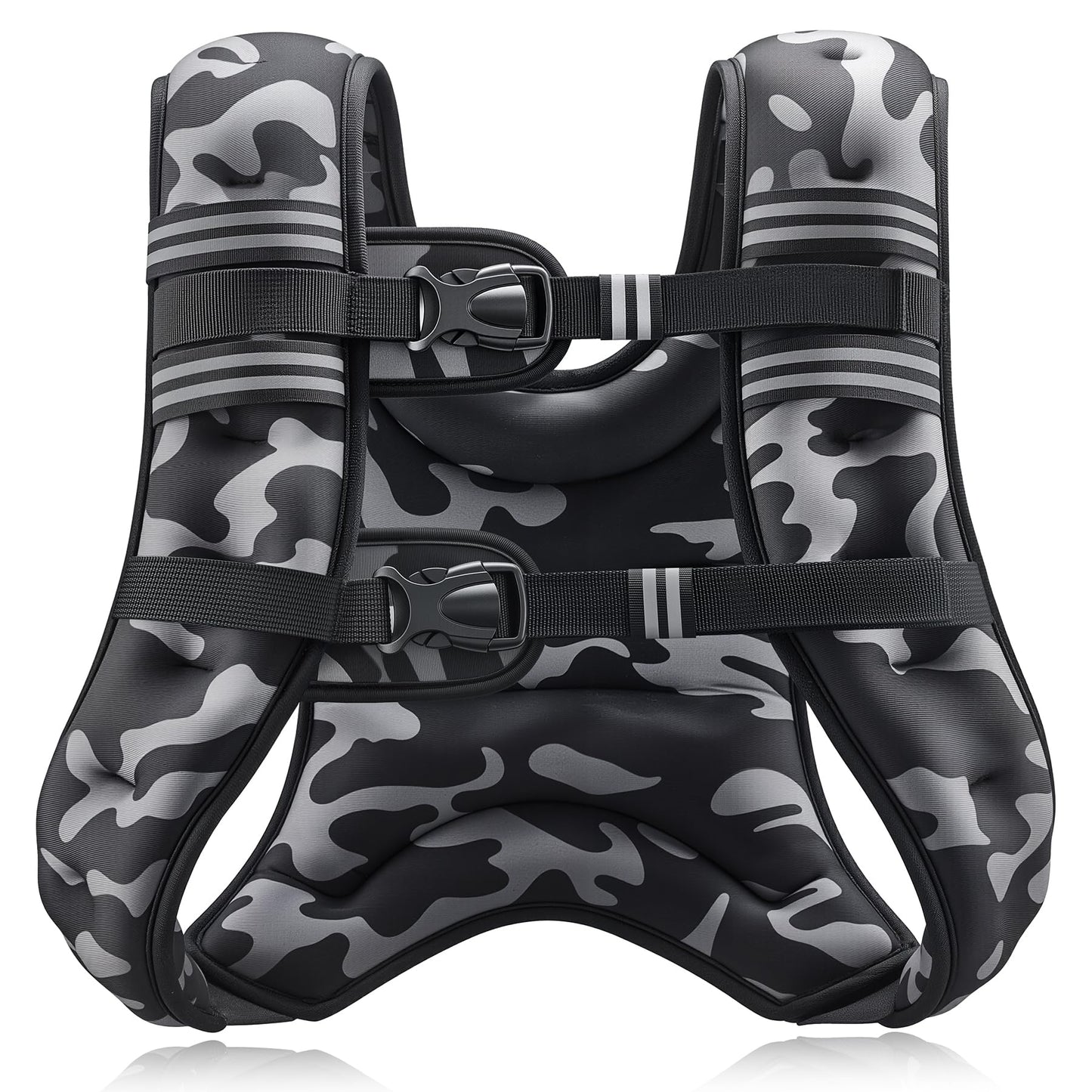 ZELUS Weighted Vest, 6lb/8lb/12lb/16lb/20lb/25lb/30lb Weight Vest for Men Women with Storage Pocket Reflective Strips for Workout Strength Training Running Muscle Building, Black Camo (30 lb)
