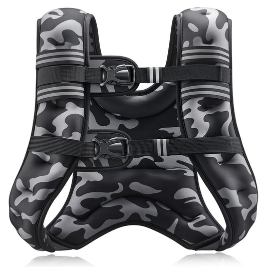 ZELUS Weighted Vest, 6lb/8lb/12lb/16lb/20lb/25lb/30lb Weight Vest for Men Women with Storage Pocket Reflective Strips for Workout Strength Training Running Muscle Building, Black Camo (30 lb)