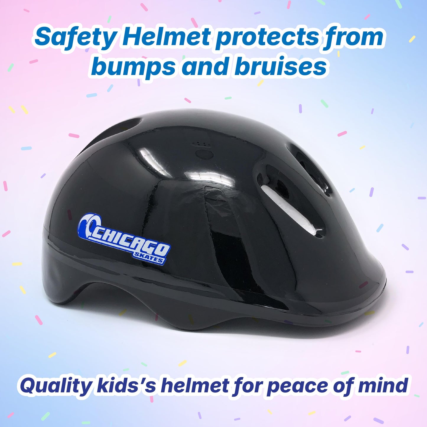 Chicago Roller Skates for Girls & Boys with Protective Gear – Helmet, Knee Pads & Wrist Guards – Durable Top Performance Indoor/Outdoor Use, Safety High Top Boot, 60mm PU Wheels with Secure Buckles