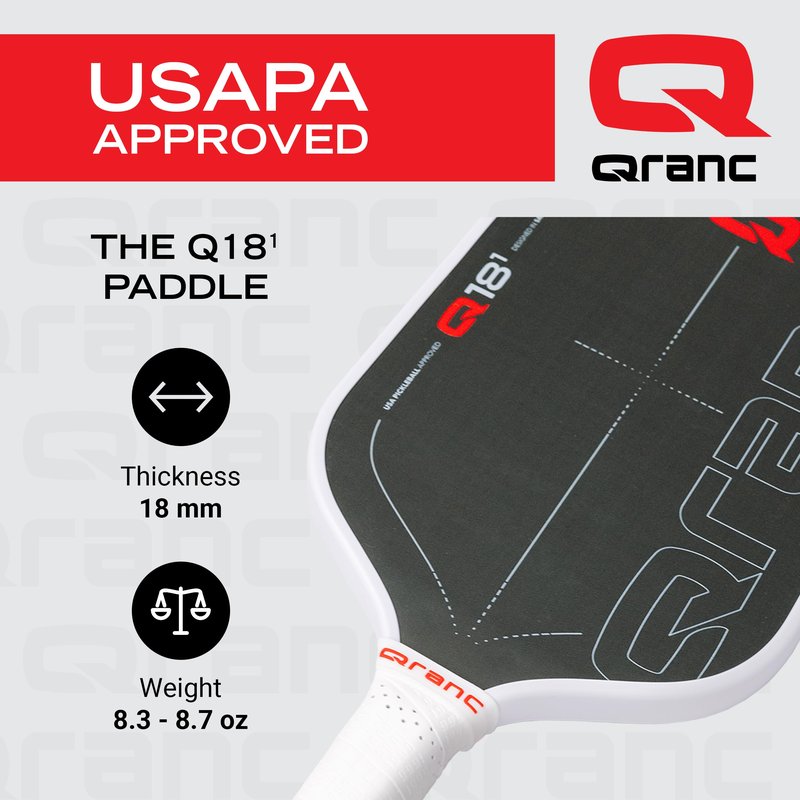 QRANC Q18-1 Pro T700 Pickleball Paddle, Carbon Fiber Pickleball Paddle and Glass Fiber, with PP Honeycomb Core, Pickle Ball Paddles, USAPA Approved, 18mm Size