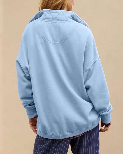 Gacaky Oversized Casual Sweatshirt - Long Sleeve Button Henley Neck Pullover for Women