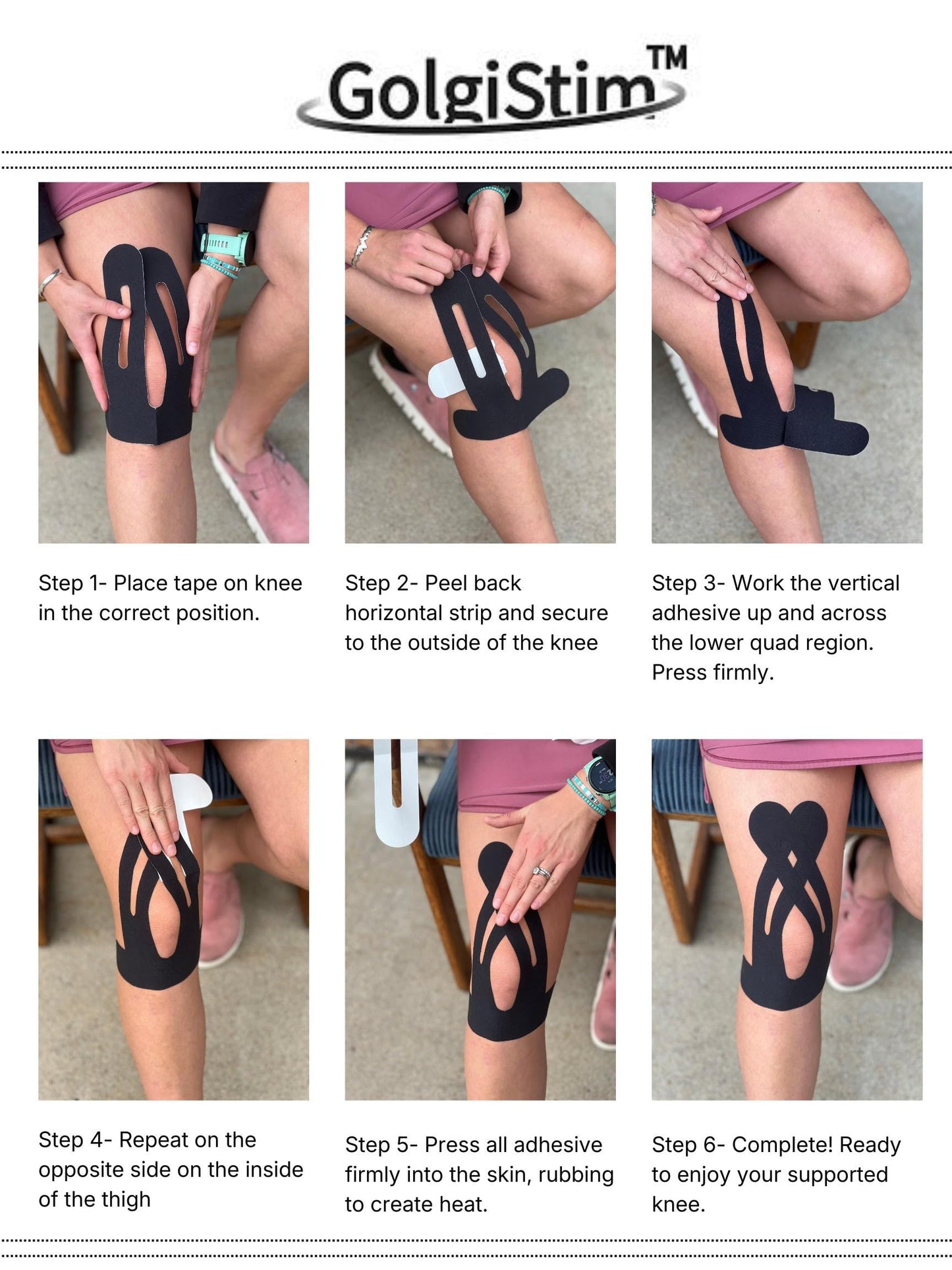 20 Pack Precut Kinesiology Tape - Black Athletic Tape, Waterproof Elastic Sports Tape, Latex Free Breathable Muscle & Joint Support for Running, Sports & Recovery by GolgiStim