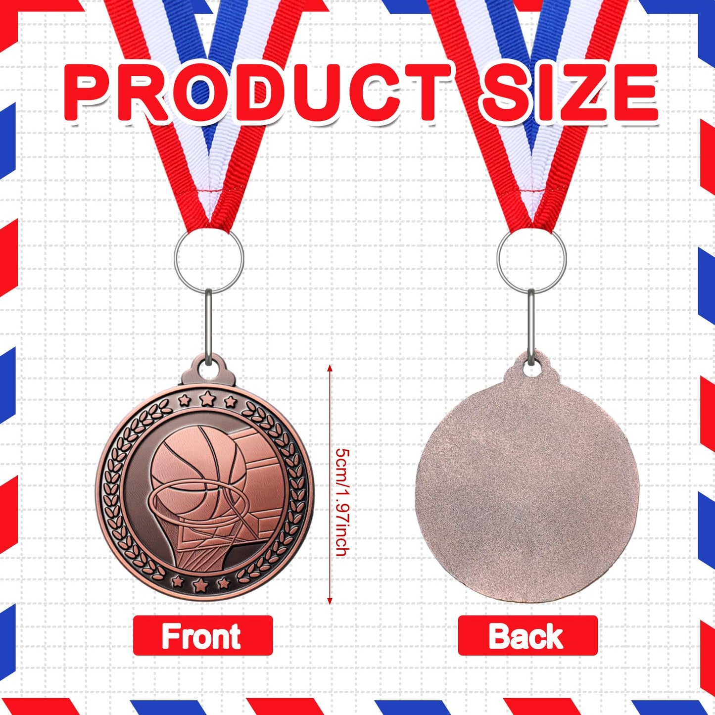 Remuuly 30 Packs Bronze Medals Bulk, 2'' Award Medals Team Participation Trophies with Red White and Blue Striped Ribbon for Competitions Celebration Prizes Gift Sports Themed Party Favor(Basketball)