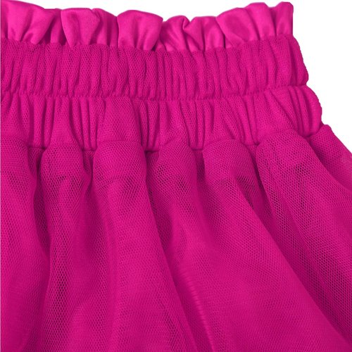 Girstunm Tulle Skirts for Women Elastic Waist Dancing Skirt Mesh Tulle Above Knee Skirts Fuchsia L/XL