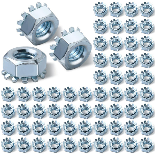 Tandefio 100 Pcs Lock Nut, 1/4"-20 Lock Nuts Zinc Plated Steel Nuts with External Tooth Washer Silver Hardware for Low Load Assemblies
