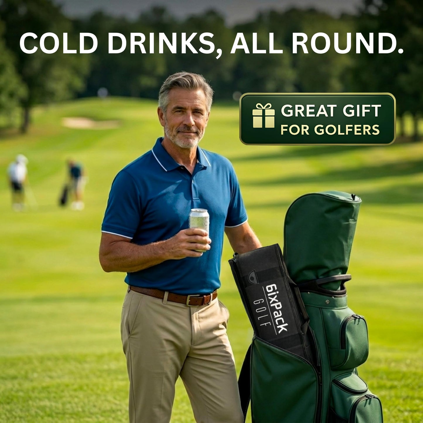 6ixPack Golf Golf Cooler Bag with 2 Ice Packs – Best-Rated Insulated Beer Sleeve Holds 6 Cans or 2 Wine Bottles, Keeps Drinks Cold 6–8 Hours, Fits Most Golf Bags – Accessories for Men