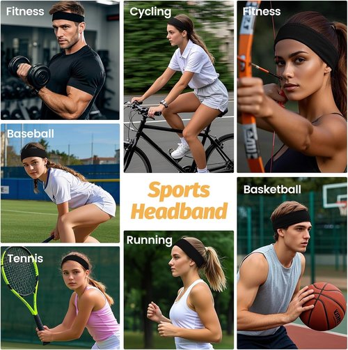 Headbands for Women by [Brand Name] - 6 Pack Wide Elastic Hair Bands | Soft Non-Slip Sports Accessories