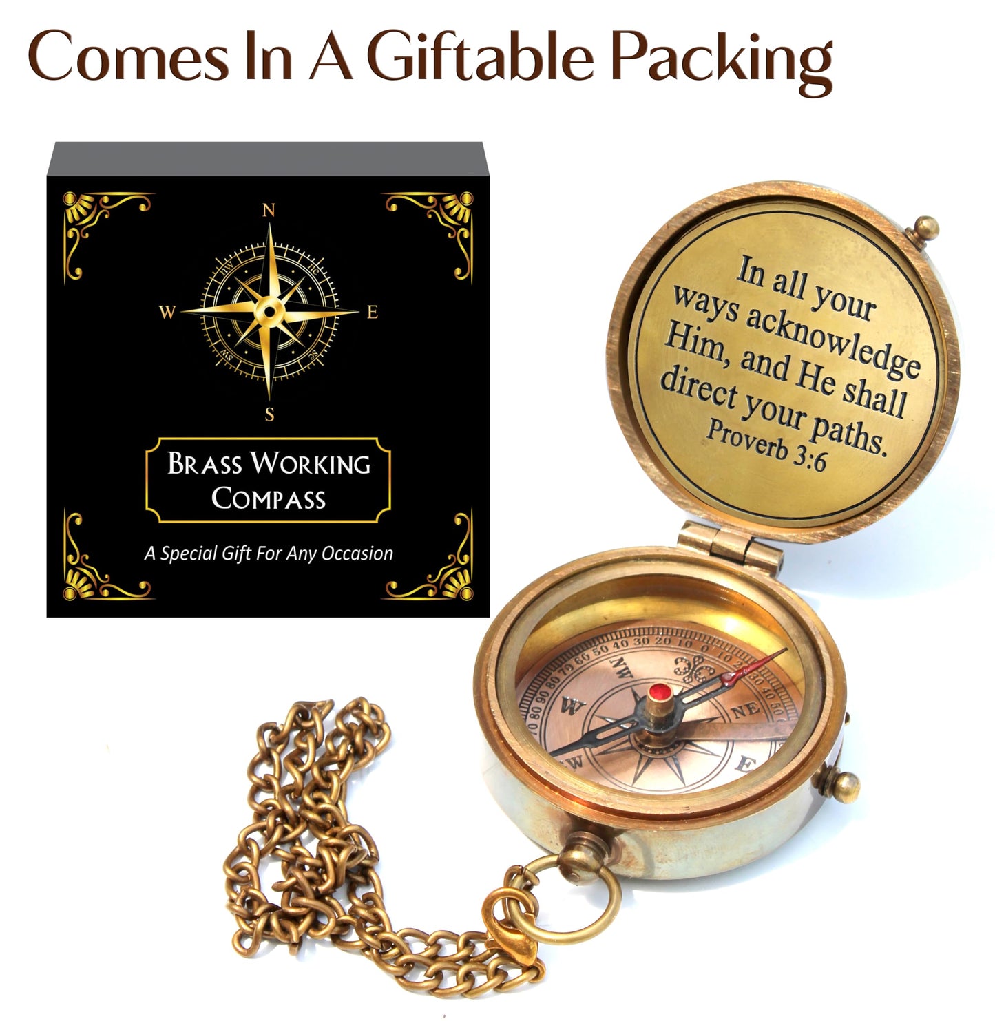 May Your Faith Always Guide You Engraved Working Compass with Leather Case Compass Religious Gift for Men & Women - Baptism, Confirmation, Communion Compass for Boys Graduation Gift