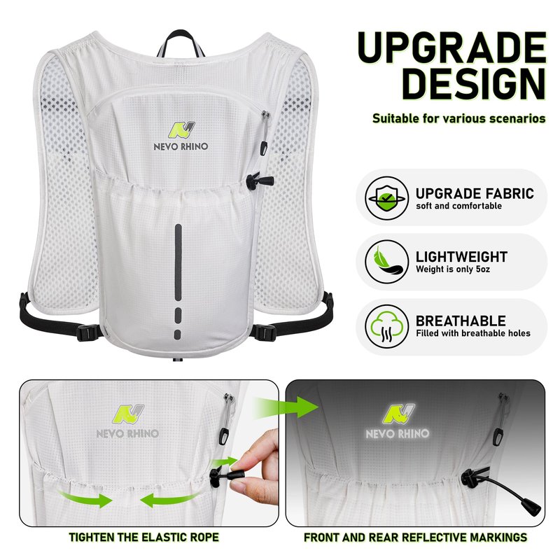 N NEVO RHINO Running Vest, Hydration Vest Pack, Lightweight Hydration Backpack with 1.5L Water Bladder for Hiking, Trail,Cycling,Bike,Marathons for Women Men