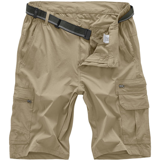 Jessie Kidden Mens Outdoor Casual Expandable Waist Lightweight Water Resistant Quick Dry Fishing Hiking Shorts (6222 Khaki 10inch 44)