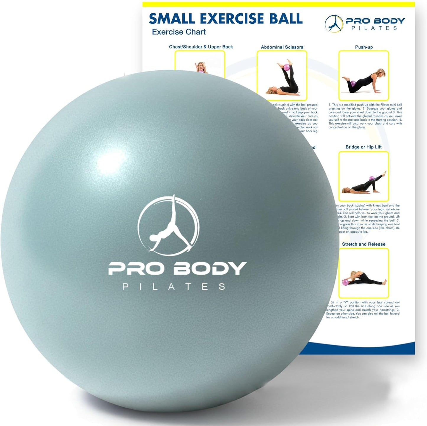 ProBody Pilates Ball - 9 Inch Small Exercise Ball for Stability, Core Workouts & Physical Therapy