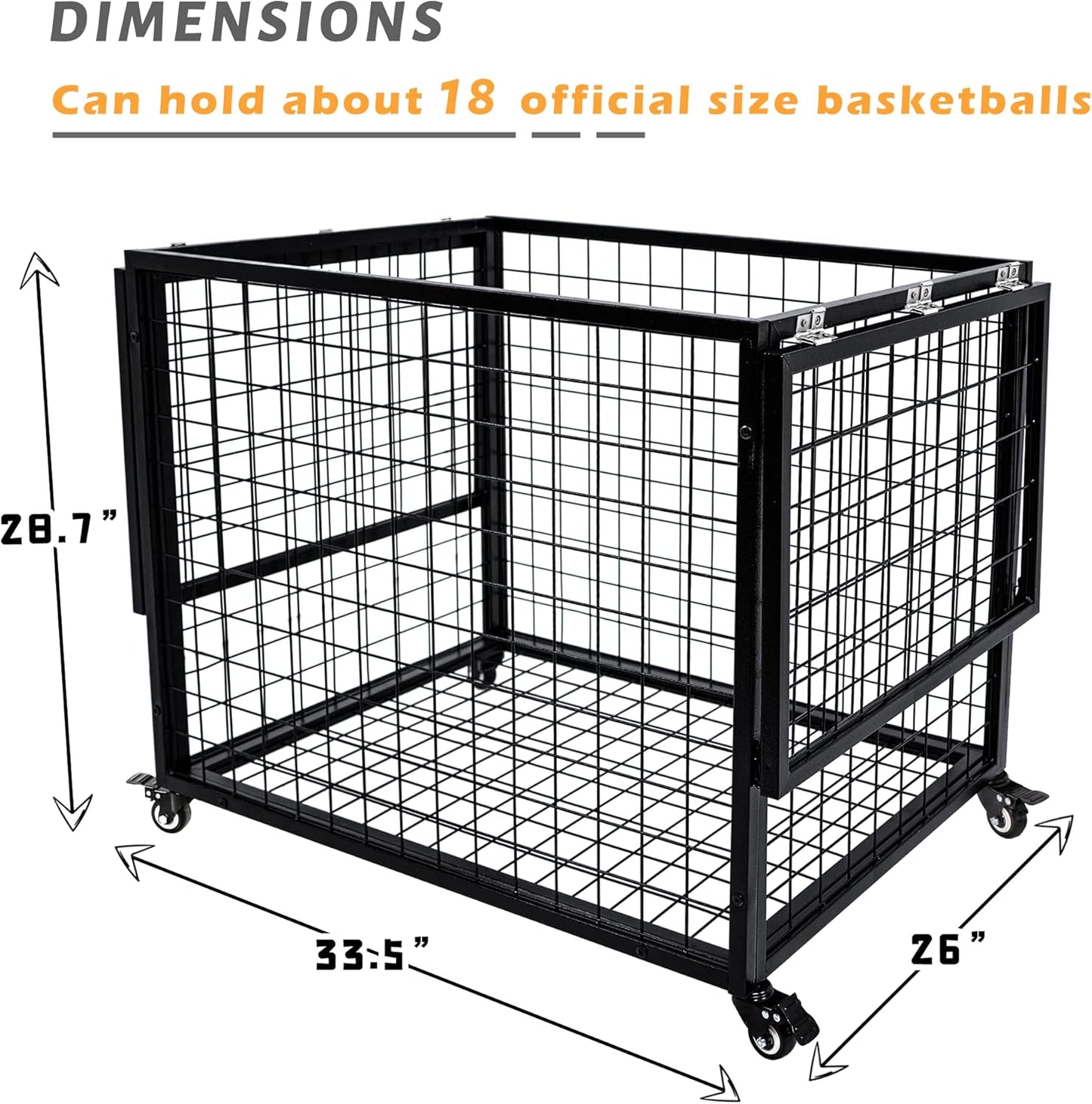 Rehomernace Basketball Organizer - Lockable Lid Storage Bin for Indoor/Outdoor Use | Rolling Ball Cart