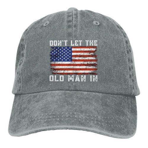 FLALORI Unisex-Adults Gray-8 Graphic Baseball Cap - Don't Let Old Man In - One Size - Adjustable - Spring/Summer/Fall/Winter - Indoor/Outdoor - Baseball/Fishing/Hiking