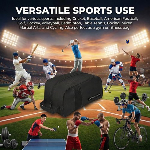 Waterproof Sports Boot/Shoe/Travel Bag for Football Cricket Rugby Golf Toiletry Gym for Boy/Girl Men/Women (Black)