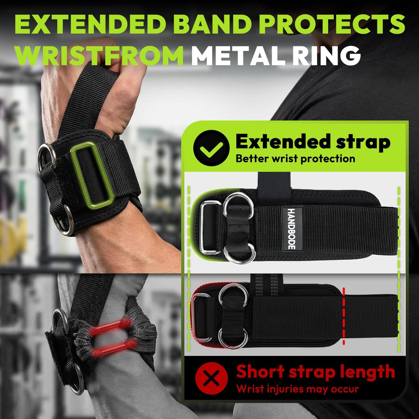 HANDBODE Nylon Lifting Straps, Double D-Ring Wrist Wraps for Gym