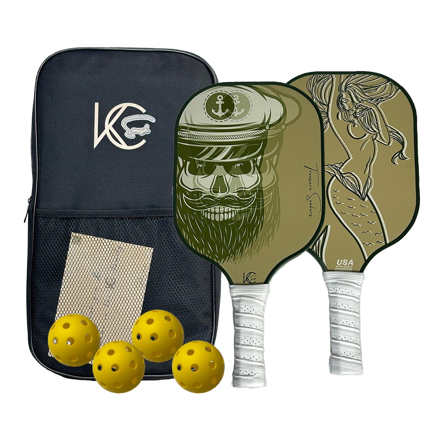 KC SMASH Pickleball Paddle Set of 2 – USAPA Approved, Beginner & Intermediate Friendly, Ultra-Comfort Grip, Includes Balls & Carry Bag