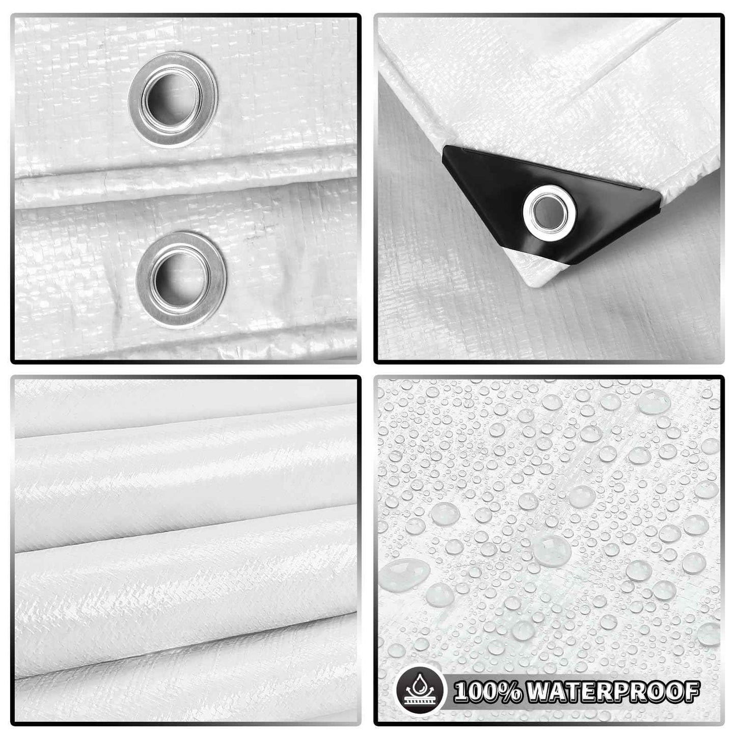 TA*RP YXCN White Tarp 10x12 Feet, 10 Mil Thick Waterproof Poly Tarps Cover UV Resistant, Rip & Tear Proof with Metal Grommets Every 20 Inches