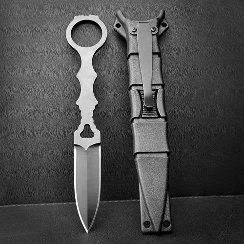 DWULCX Tactical Fixed Blade Knife，6.7in Full Tang Camping Knives for Outdoor Survival，440C Stainless Steel EDC Knife with Kydex Sheath,Ergonomic Handle
