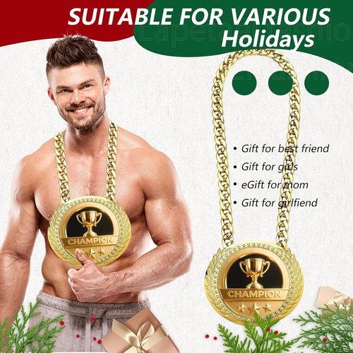Greatest of All Time Turnover Chain - 6" Gold Medal Trophy Necklace for Sports Achievements