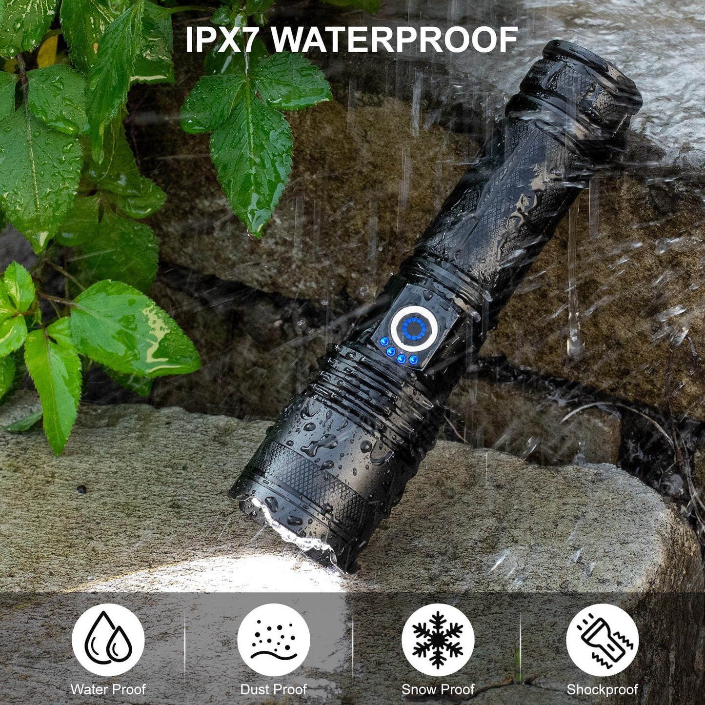 Alicegirl Rechargeable Flashlights 99000 High Lumens 2 Pack, Led Super Bright Flashlight with 5 Modes & IPX7 Waterproof, 15H Running Time, High Powered Flash Light for Home Camping Home Emergencies