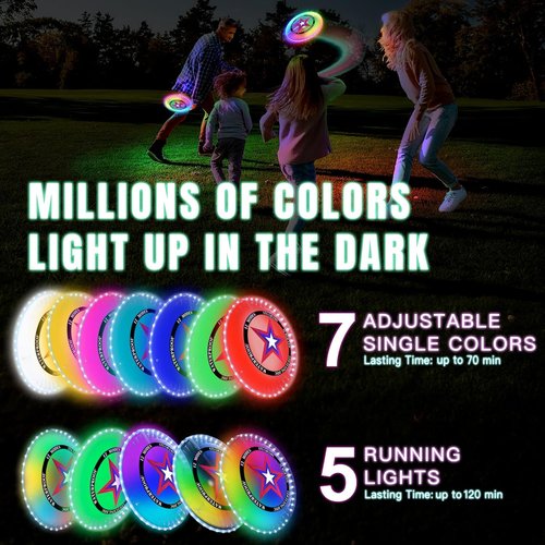 LED Flying Disc - Colorful 42 LED Light Show | Rechargeable, Water-Resistant Outdoor Toy for Ages 8+