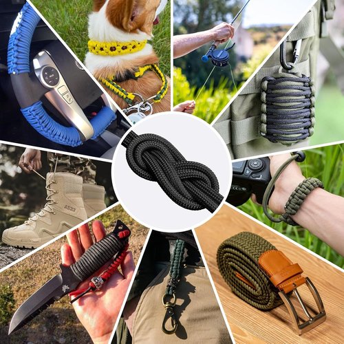 1200 Paracord Rope - 4.4mm Nylon Parachute Cord for Outdoor Camping & DIY Projects | 100FT Black