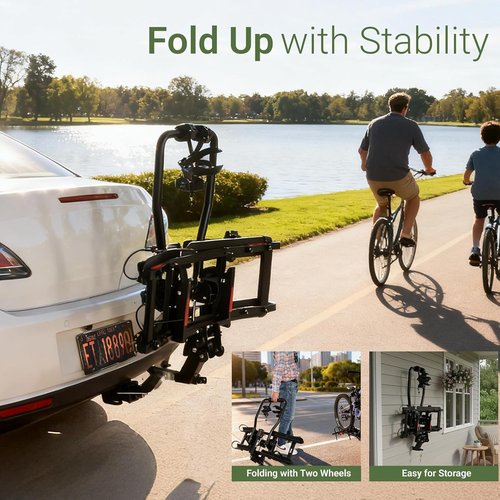 Bike Rack for 2 Bikes - Skiennix Heavy-Duty 100 lbs Capacity | Fits 16-29'' Bikes, Tilting & Folding Design