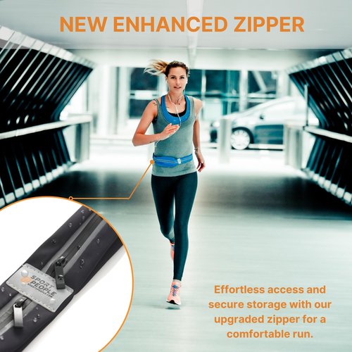 Slim Running Belt for Women and Men, Waterproof Phone Holder for Running, Reflective 2-Pocket Waist Pack for Storing Runner’s Essentials Safely, Runner’s Fanny Pack, Money Belt (Fluo Yellow)