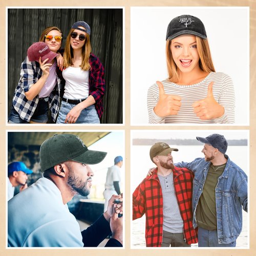 Jamntower 6 Pack Christian Hats for Men Women Trucker Dad Hat Baseball Caps Jesus Faith Religious Gifts for Church Pastor(Christain,Classic Color)