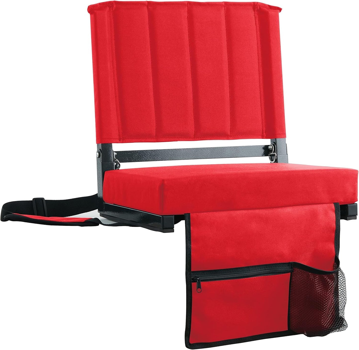 Sport Beats Stadium Seats - Comfortable Bleacher Chairs with Back Support & Cushion | Red, 2-Pack - 17" W x 12" D x 16.5" H