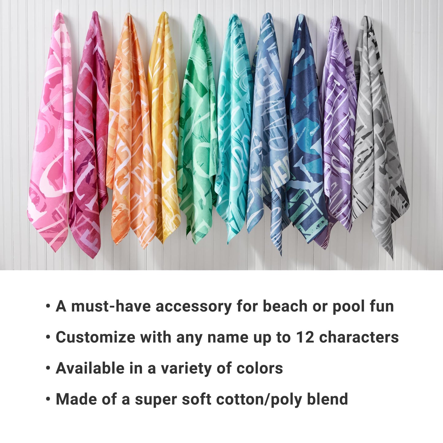 Let's Make Memories Personalized Beach Towel - Custom Cotton/Poly Blend Pool Towel - Personalize with Your Name - Standard Size - Blue