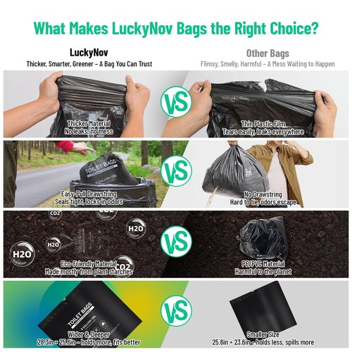 25 Portable Toilet Bags with 25 Poo Gels, 8 Gallon Leak-Proof Camping Toilet Waste Bags – Absorbent Gel Value Pack for Portable Potty, RV, Hiking, Travel, Outdoor Use