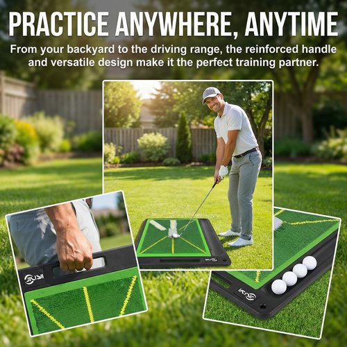JIUYIBC Golf Mat Pro Premium Swing Training Mat for Analyzing Swing Path and Ball Impact, Replaceable Golf Practice Mats for Indoor Outdoor Hitting Training, Gifts for Men