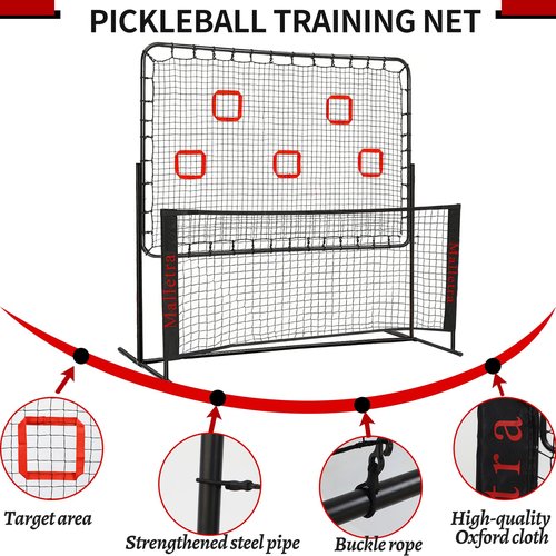 Pickleball Practice Rebounder Trainer for Solo Practice， Portable Pickleball Training Equipment with Adjustable Angles ， 2in1 Trainer Dink Master Board Net for Drills ，Improve Serving & Volley Skills