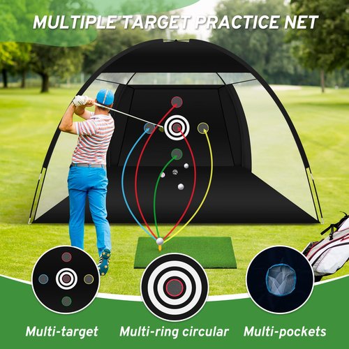 Vixflux Golf Net, Practice Net with Hitting Mat, Backyard Driving & Chipping, Black