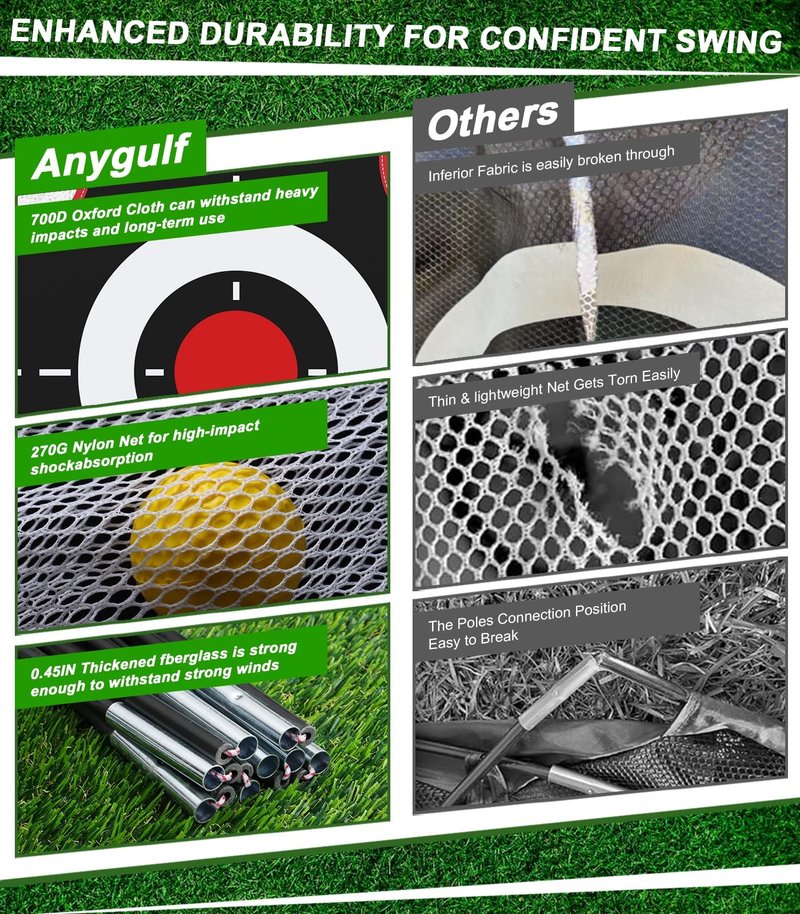 Golf Net, 10x7FT Golf Practice Net with Tri-Turf Mat for Outdoor Indoor, All-in-One Golf Hitting Aid Nets for Backyard Training Driving Chipping Swing, Gifts for Men/Him/Dad/Golfer
